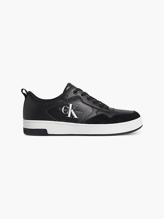 Calvin Klein USA Leather Logo Mens Sneakers Black 2813056-GX